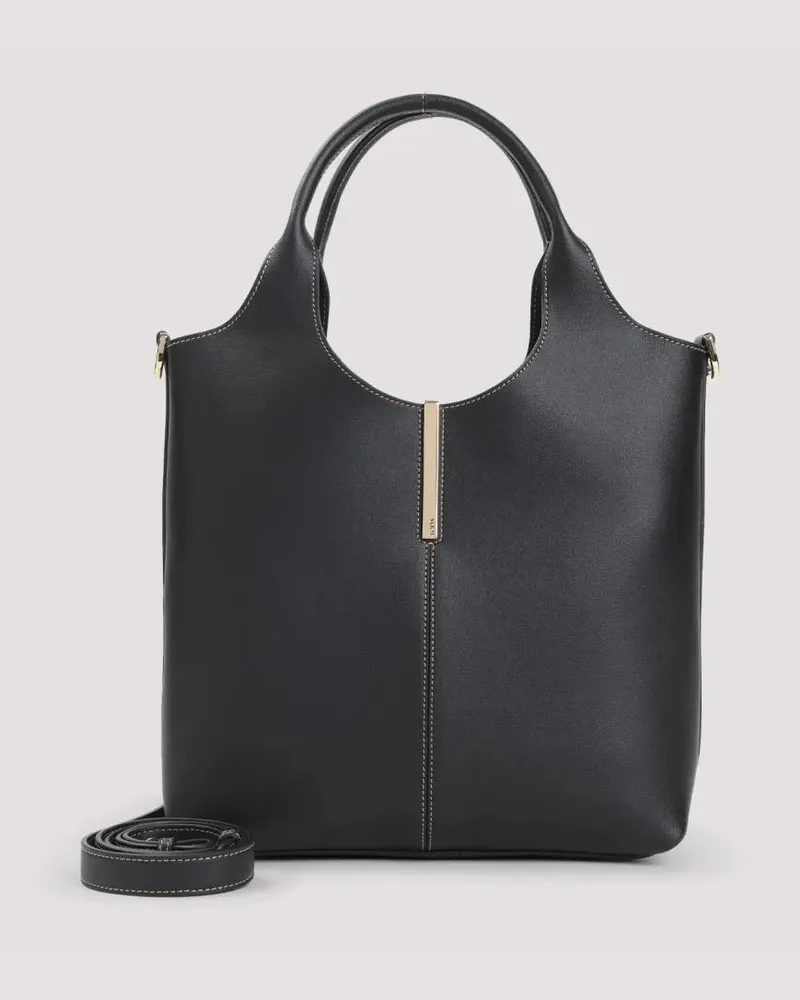 TOD'S Hobo Bags Black Leather Ebr Double Handles Little Bag schwarz Schwarz