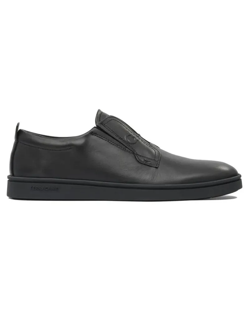 Ferragamo Loafer Black Leather Loafers With Smooth Upper schwarz Schwarz