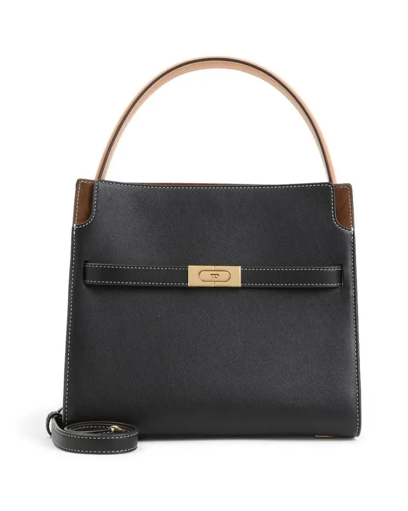 Tory Burch Hobo Bags Lee Small Black Cow Leather Shoulder Bag schwarz Schwarz