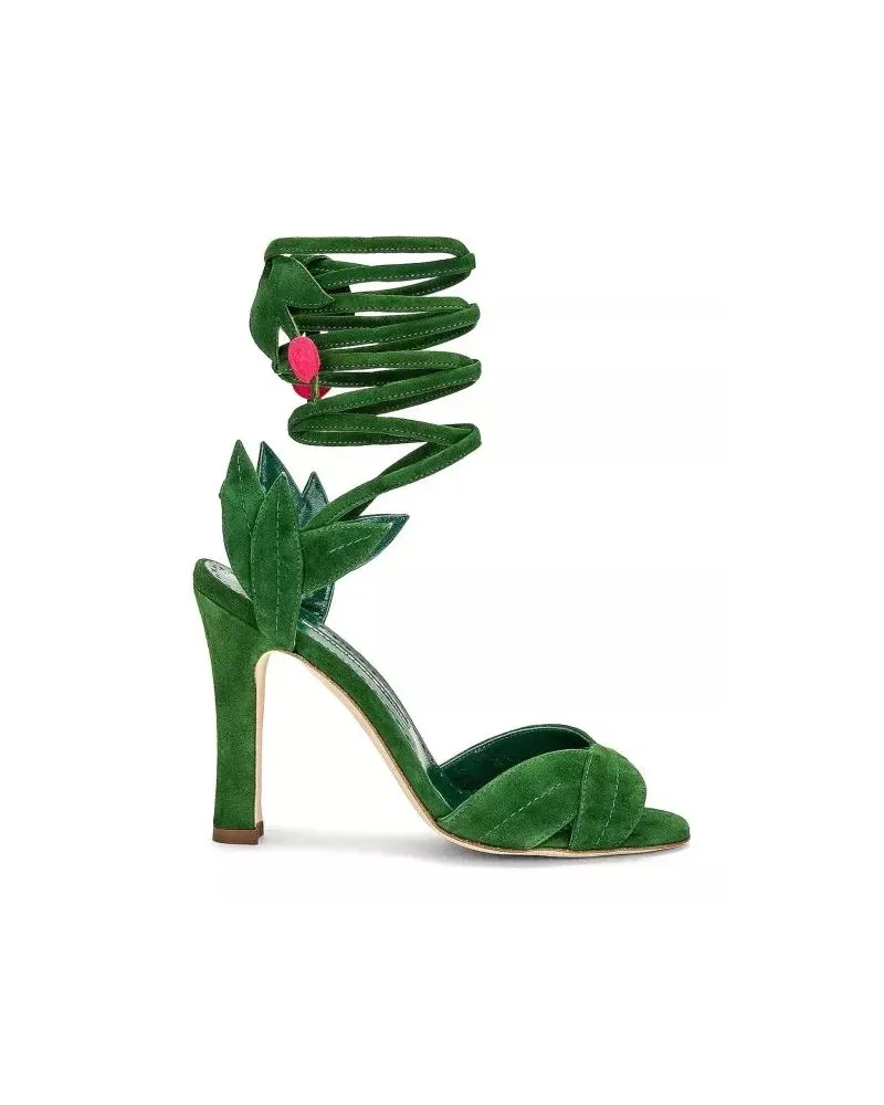 Manolo Blahnik Sandalen Ossie 105 Wrap Sandals grün Grün