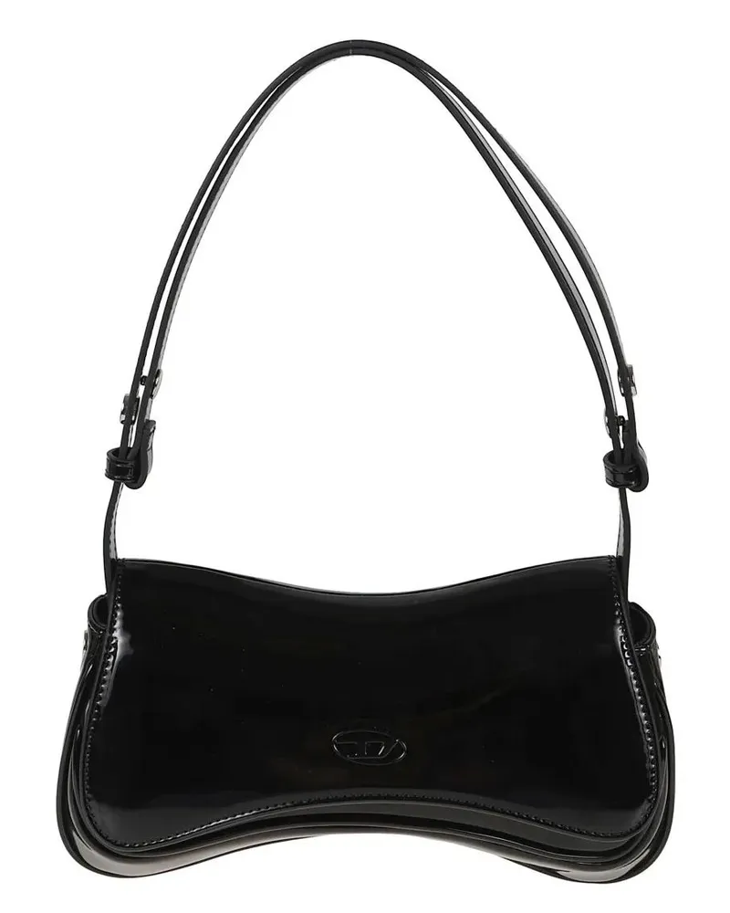 Diesel Clutches Asymmetrical High-Gloss Crossbody Clutch schwarz Schwarz