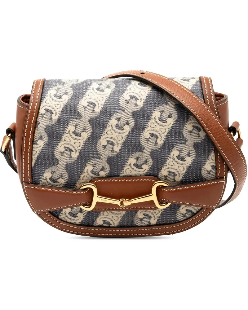 Celine Hobo Bags Small Maillon Triomphe Jacquard and Calfskin Crecy blau Blau