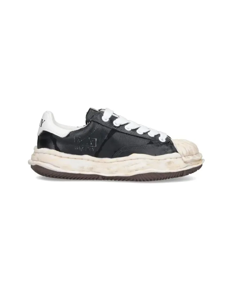 MIHARAYASUHIRO Low-Top Sneaker Artistic Black Leather Sneakers With Distressed So schwarz Schwarz