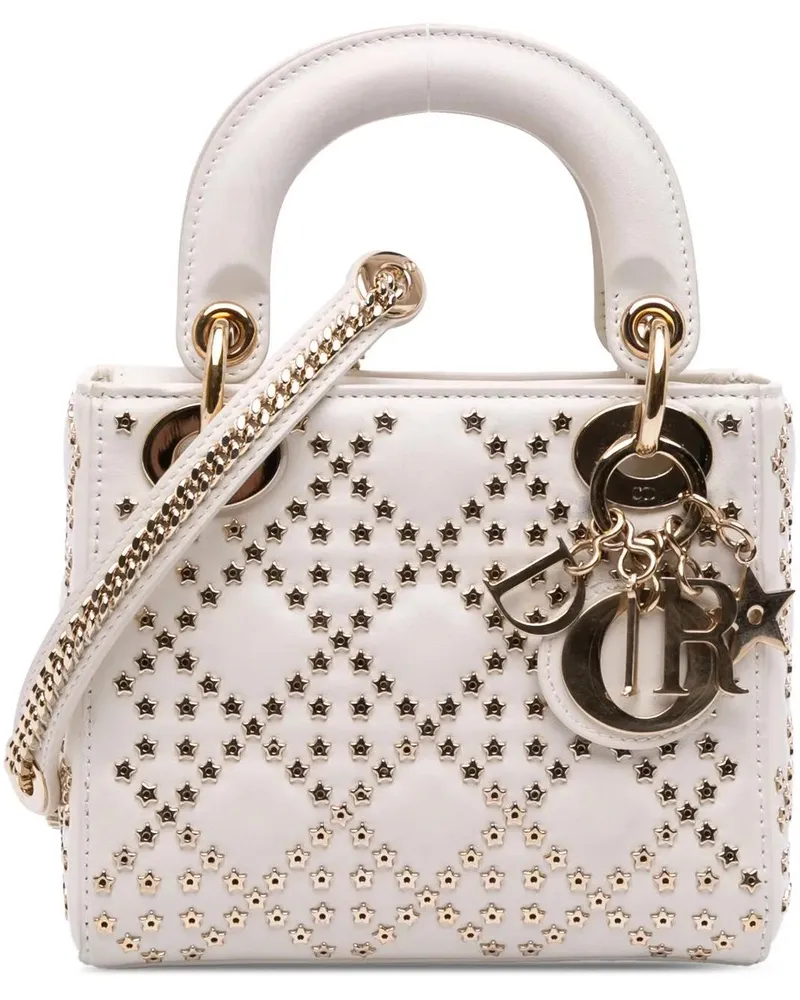 Dior Hobo Bags Mini Lambskin Cannage Lucky Star Studded Lady Dior weiß Weiß