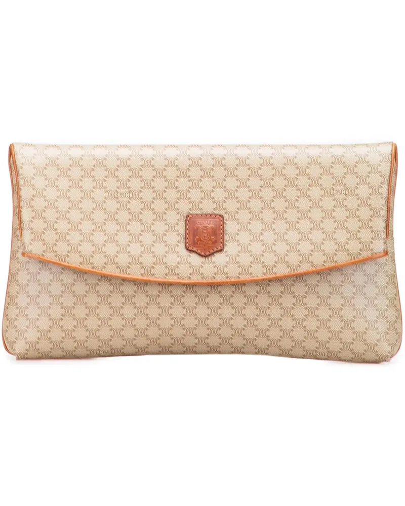 Celine Clutches Macadam Coated Canvas Clutch braun Braun