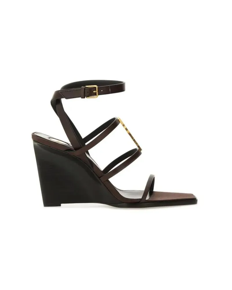 Saint Laurent Sandalen "Cassandras" Wedges schwarz Schwarz