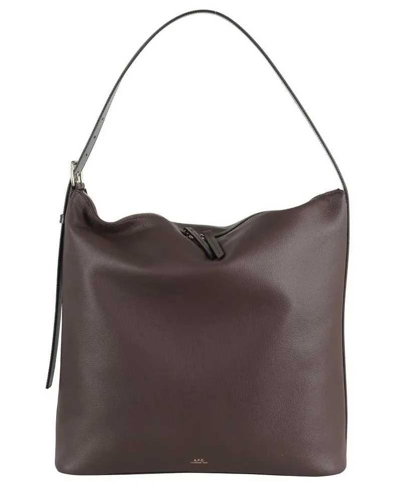 A.P.C. Hobo Bags Tonka Leather Vera Maxi Shoulder Bag grau Grau
