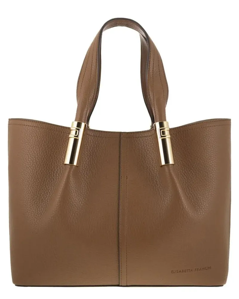 Elisabetta Franchi Shopper & Totes Medium Tote Bag With Logo Details braun Braun