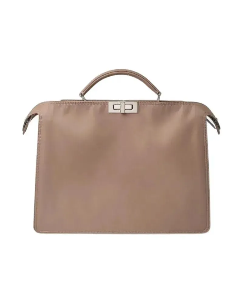 Fendi Crossbody Bags Peekaboo Iseeu Medium Nylon Beige braun Braun