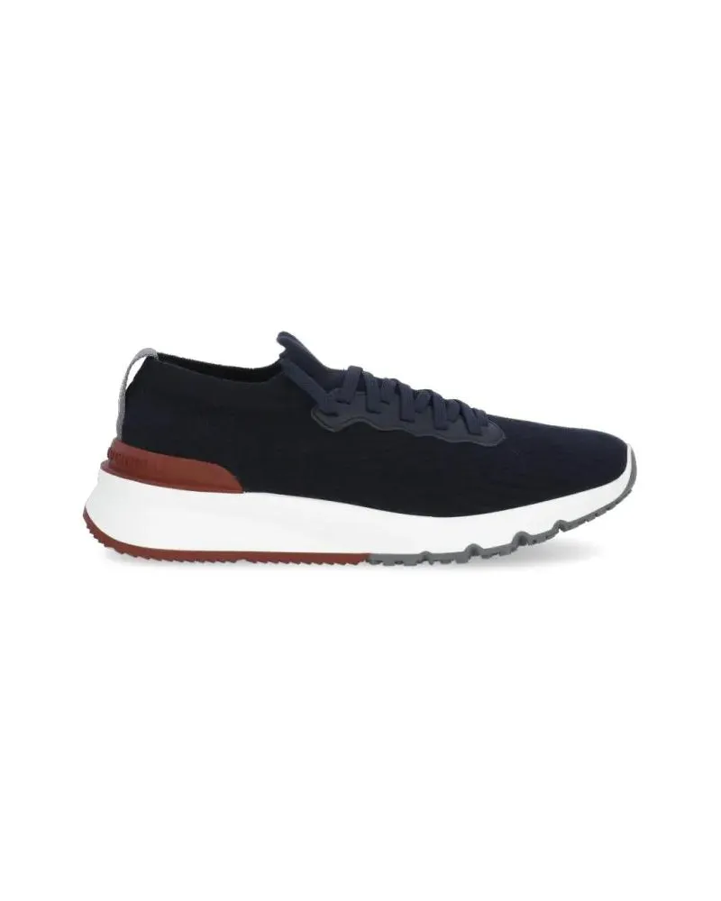 Brunello Cucinelli Low-Top Sneaker Gros Grain Logo Blue Sneakers schwarz Schwarz