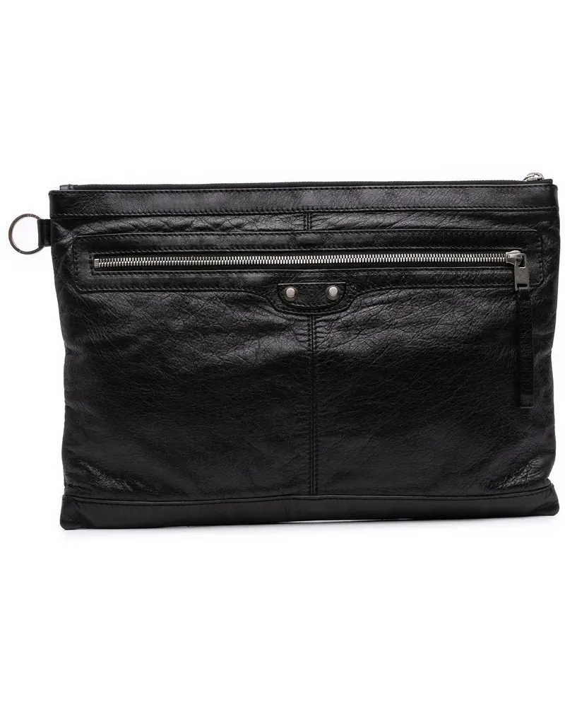 Balenciaga Clutches Lambskin Motocross Classic Clip L Clutch schwarz Schwarz