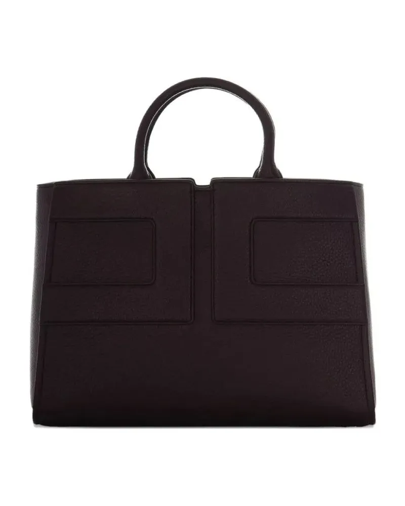 Elisabetta Franchi Shopper & Totes Structured Bordeaux Handbag With Geometric Stitchi schwarz Schwarz