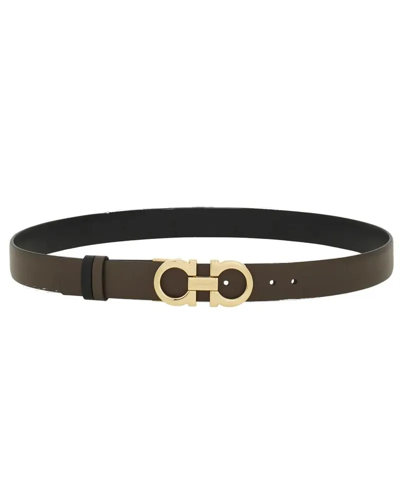 Ferragamo Gürtel Reversible Gancini Belt With Double Buckle braun Braun