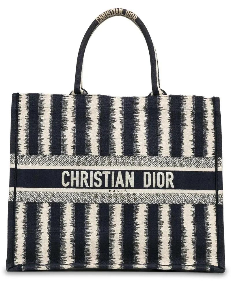 Dior Shopper Large Striped Book Tote blau Blau