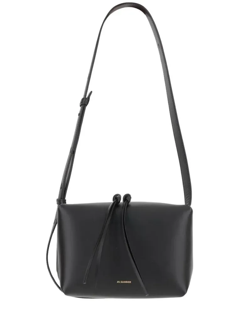 Jil Sander Hobo Bags Leather Shoulder Bag With Logo schwarz Schwarz