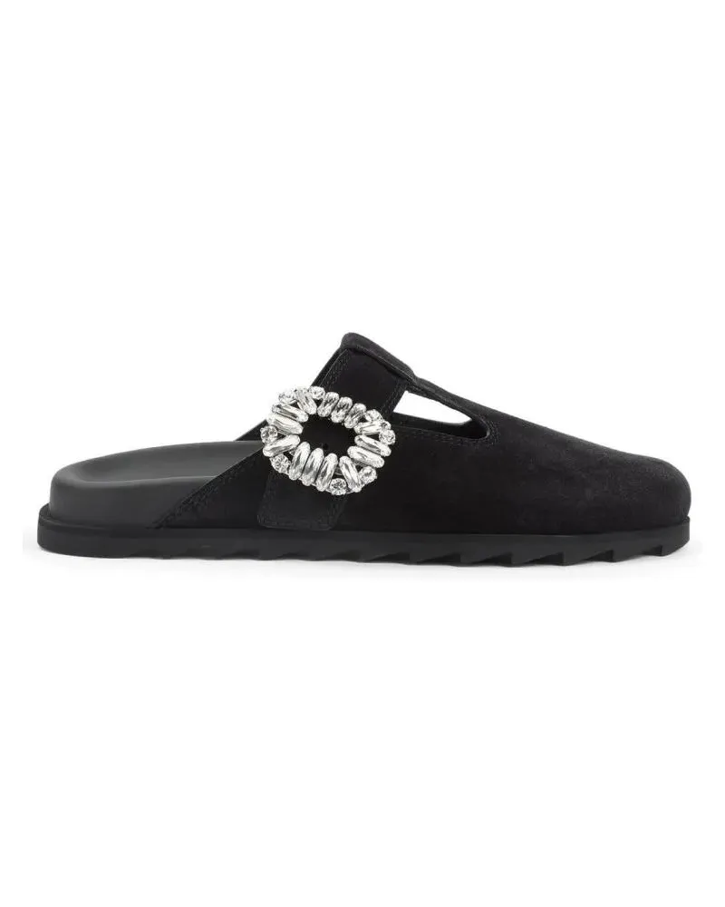 Roger Vivier Slipper & Pantoletten Minimalist Black Flats With Rounded Toe And Low-Pr schwarz Schwarz