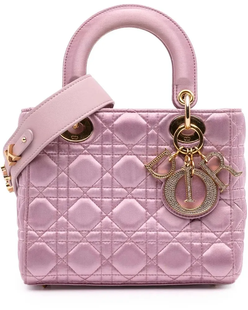 Dior Hobo Bags Small Satin Cannage Swarovski Lady Dior rosa Gold