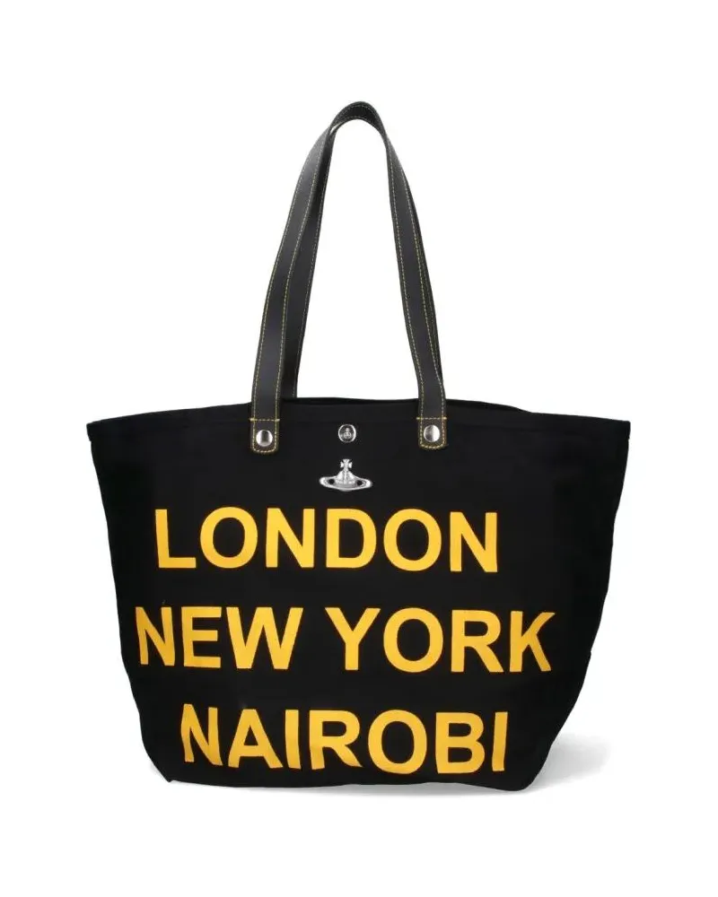 Vivienne Westwood Shopper & Totes Spacious Black Tote With City Graphic schwarz Schwarz
