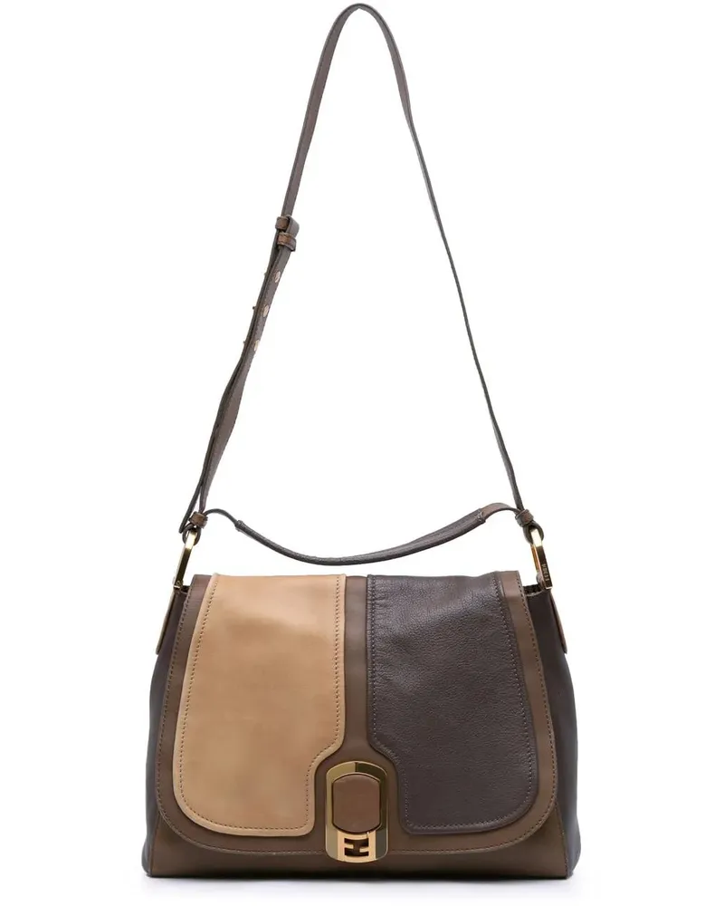 Fendi Hobo Bags Calfskin Colorblock Anna Satchel braun Braun