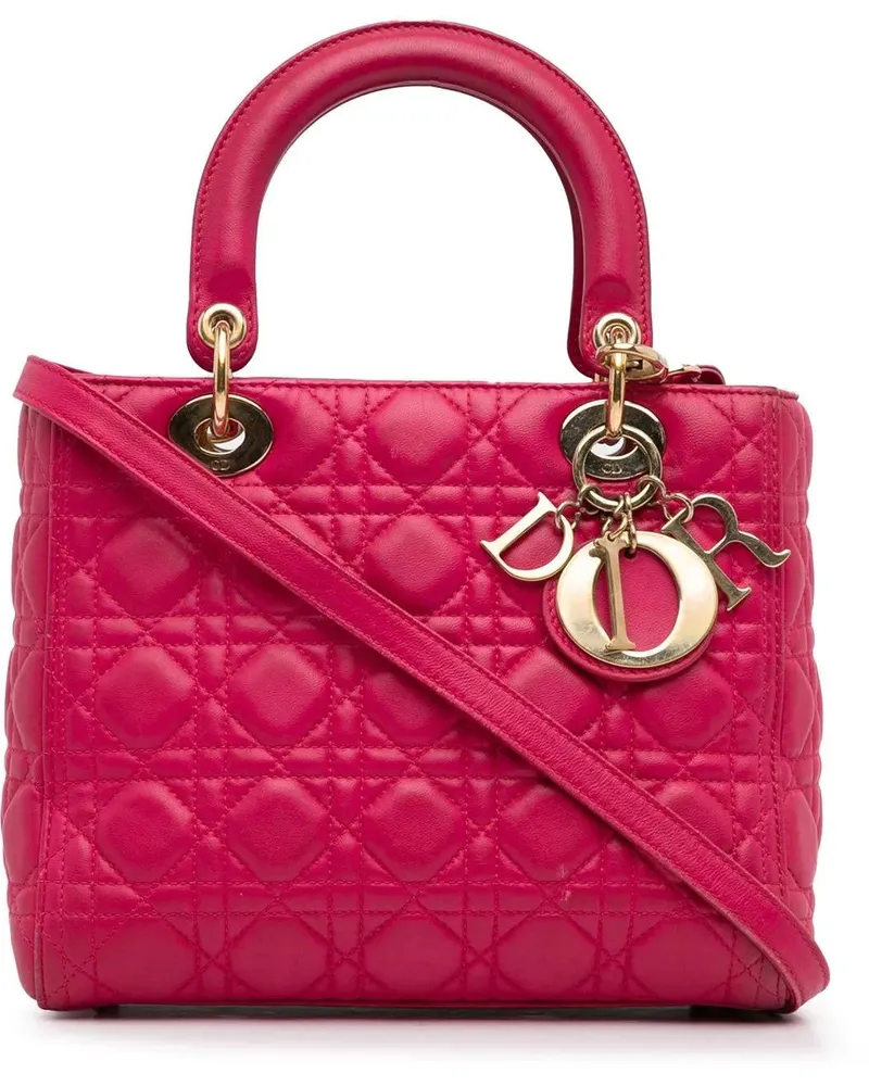 Dior Hobo Bags Medium Lambskin Cannage Lady Dior rosa Gold