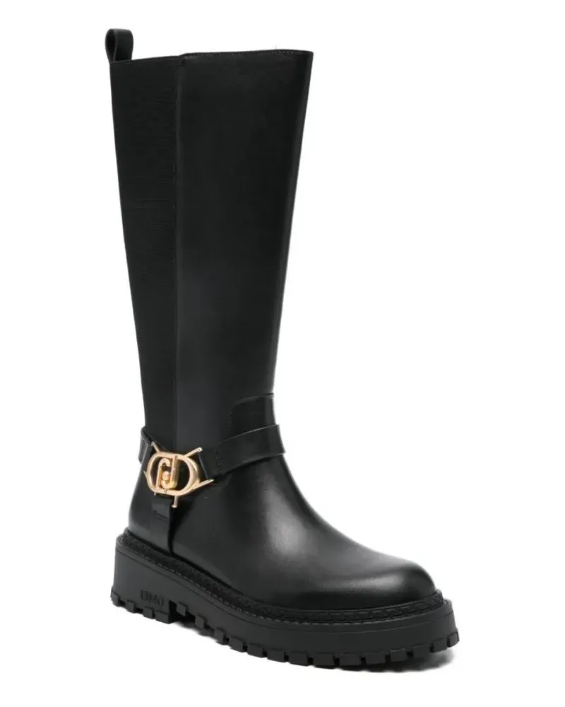 Liu Jo Stiefel Mid-Calf Black Boots With Gold-Tone Buckle schwarz Schwarz