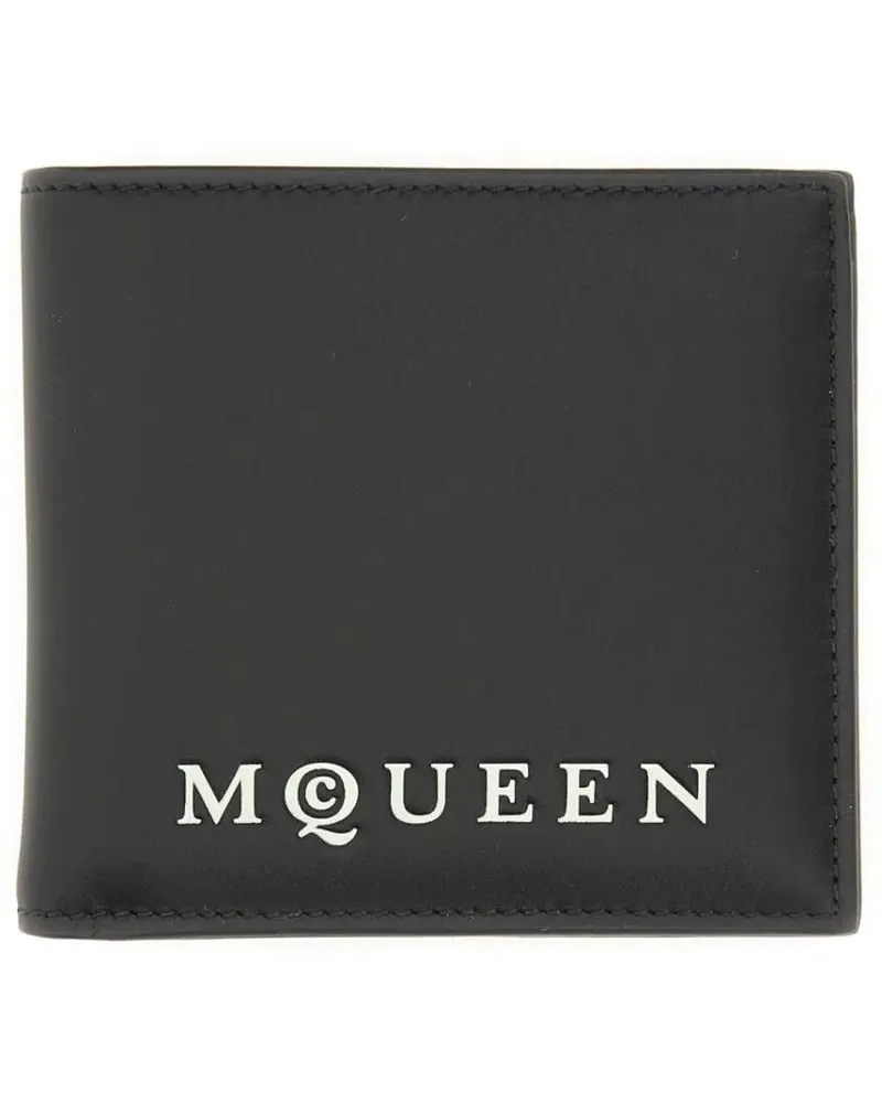 Alexander McQueen Portemonnaies Bifold Wallet With Logo schwarz Schwarz