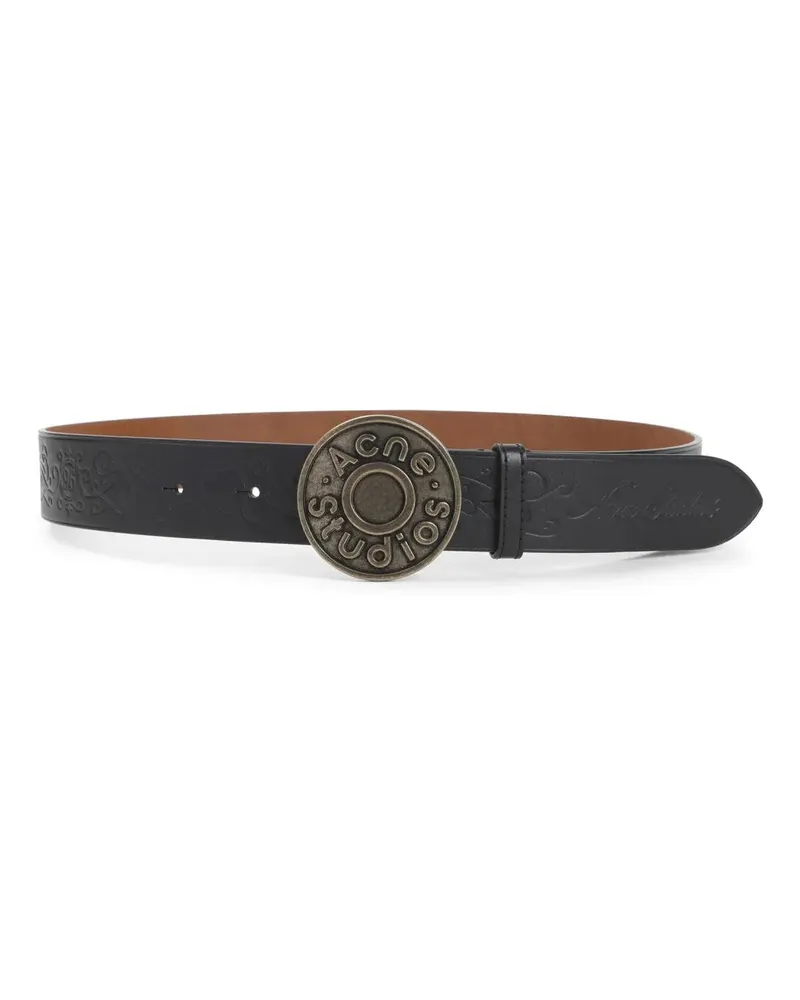 Acne Studios Gürtel Smooth Leather Belt With Antique-Finish Buckle And schwarz Schwarz