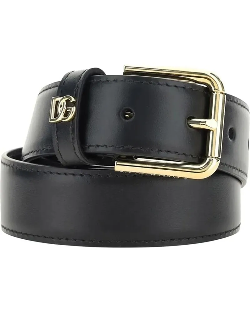 Dolce & Gabbana Gürtel Leather Logo Belt schwarz Schwarz