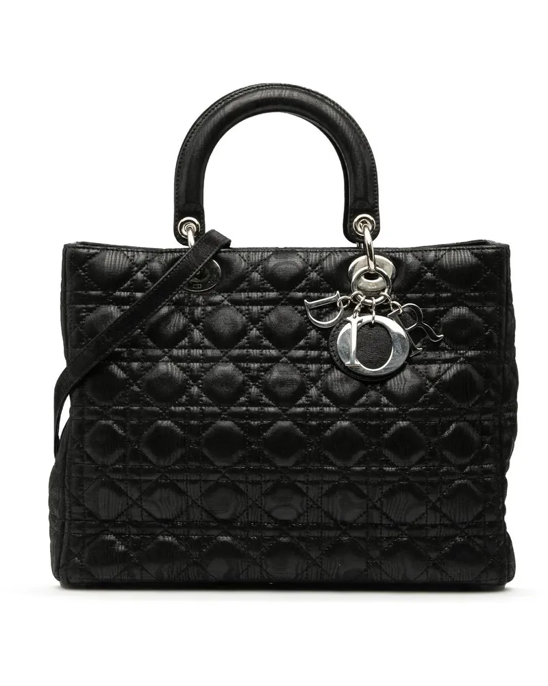 Dior Hobo Bags Large Iridescent Fabric Cannage Lady Dior schwarz Schwarz