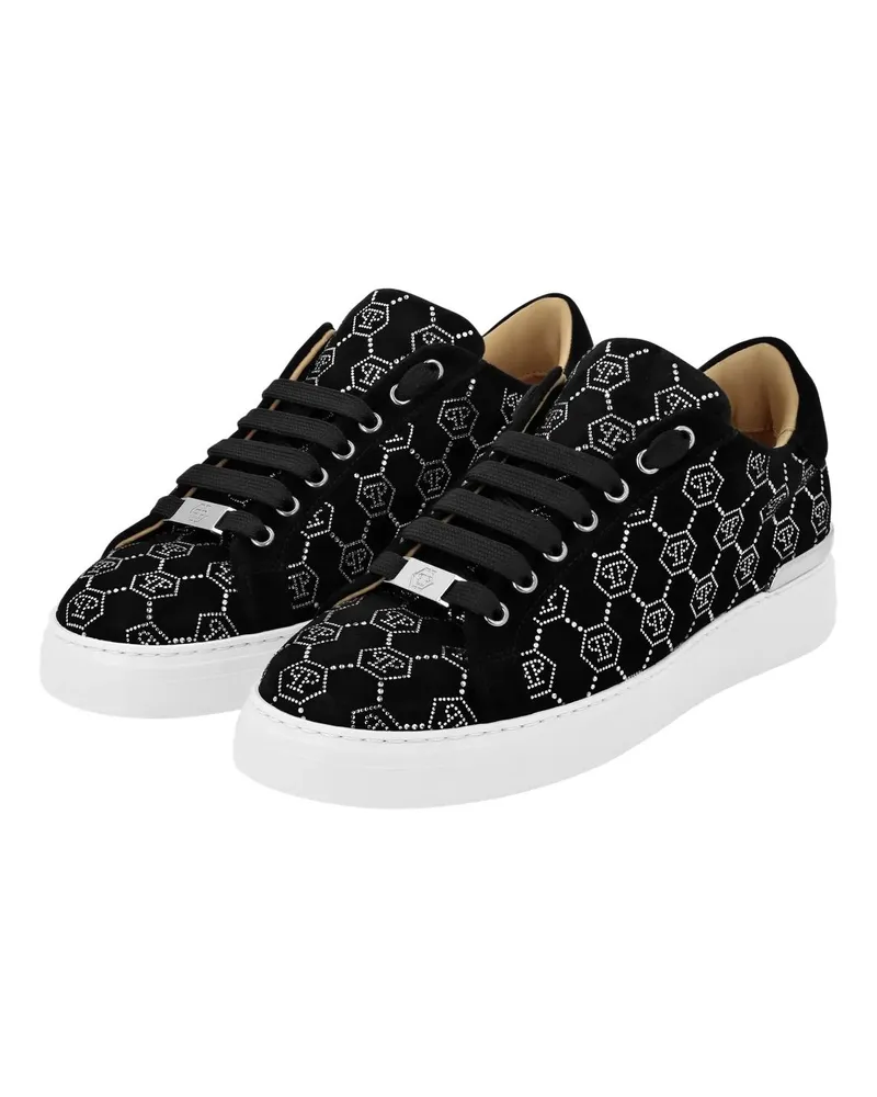 Philipp Plein Low-Top Sneaker Sneaker Monogram Mit Schmucksteinen schwarz Schwarz