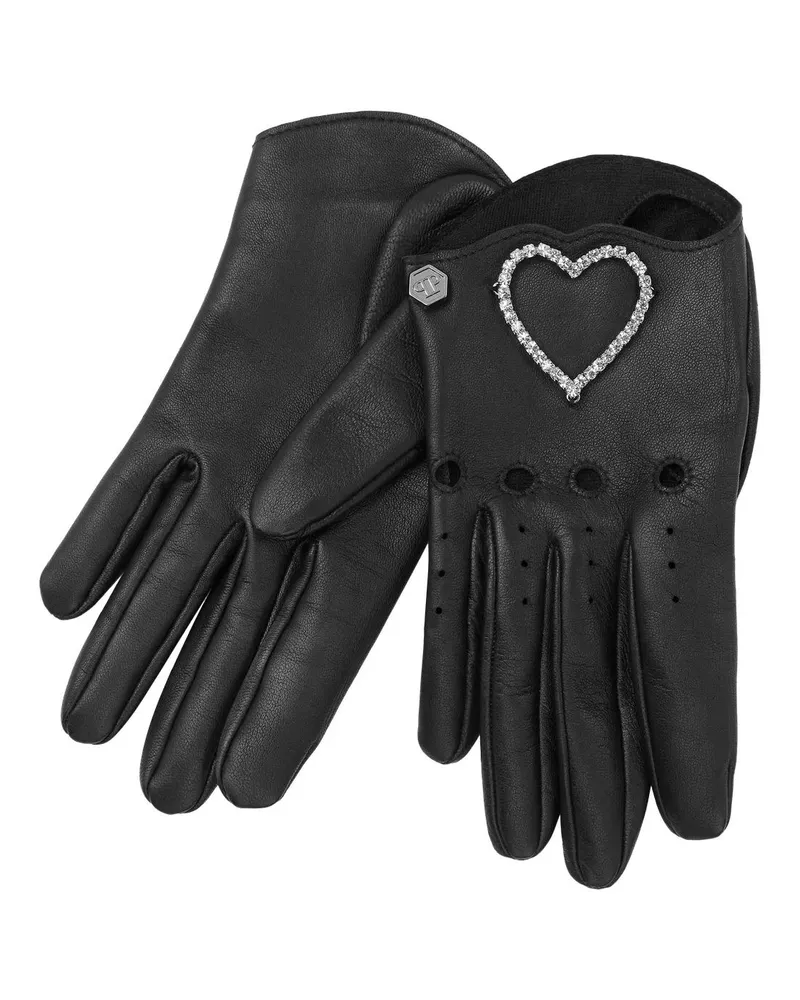 Philipp Plein Handschuhe Handschuhe Heart Mit Schmucksteinen schwarz Schwarz