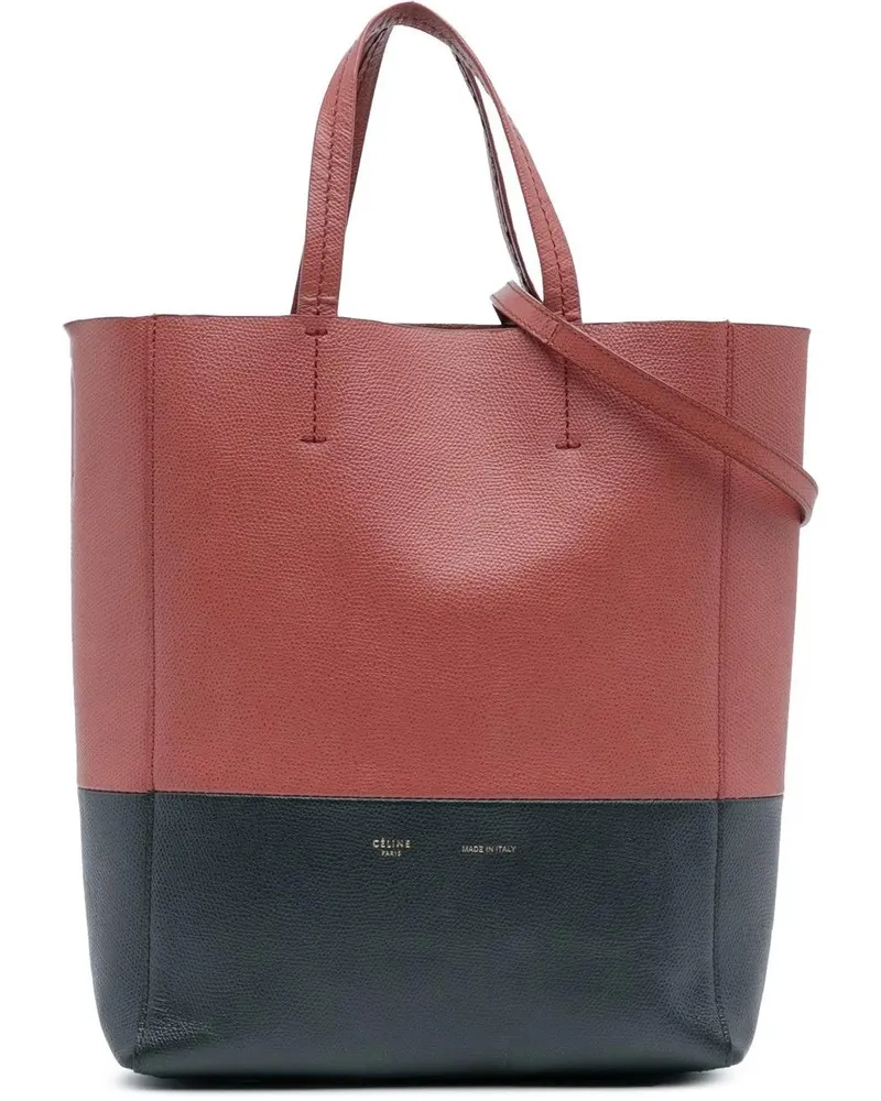 Celine Hobo Bags Small Bicolor Leather Vertical Cabas rot Rot