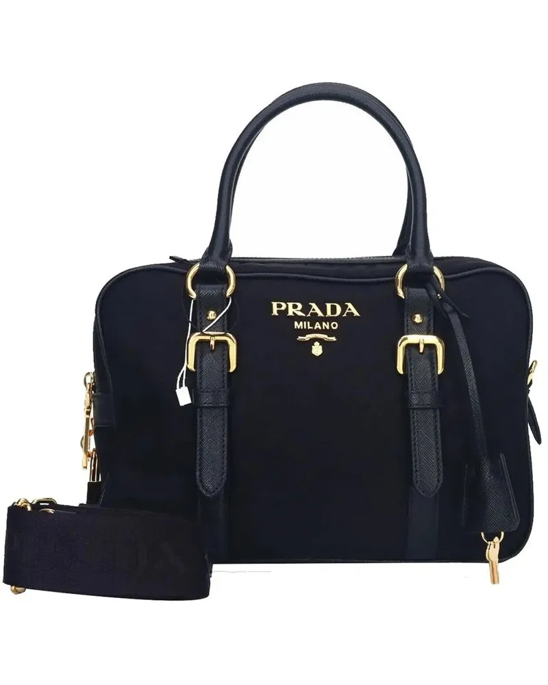 Prada Crossbody Bags  Logo Nylon Top Hand Bag schwarz Schwarz