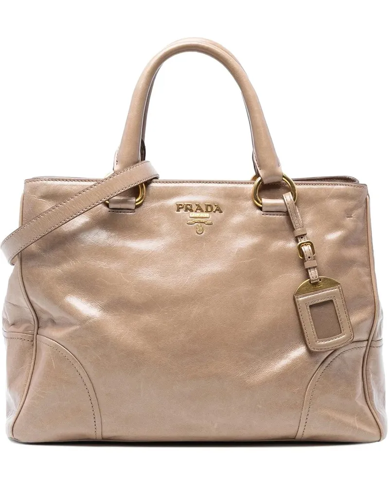 Prada Hobo Bags Vitello Shine Open Convertible Tote braun Braun