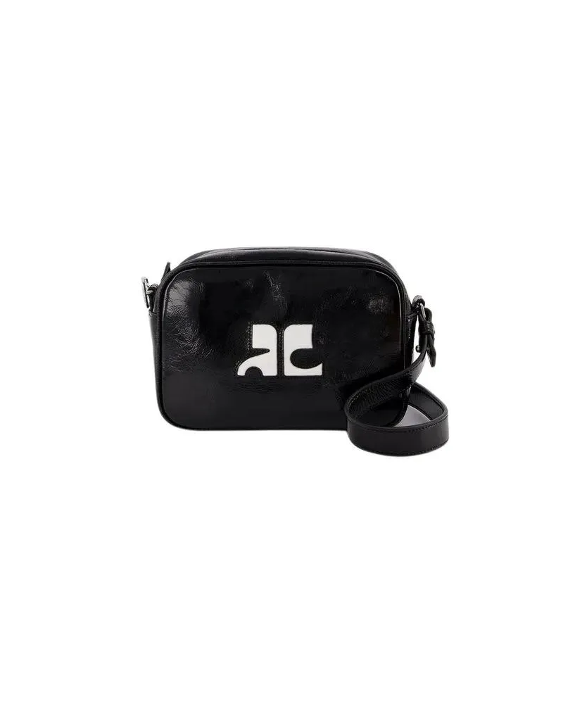 Courrèges Shopper Reedition Camera Crossbody - Leather - Black Schwarz