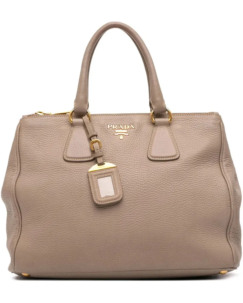 Prada Hobo Bags Vitello Daino Double Zip Convertible Tote braun Braun