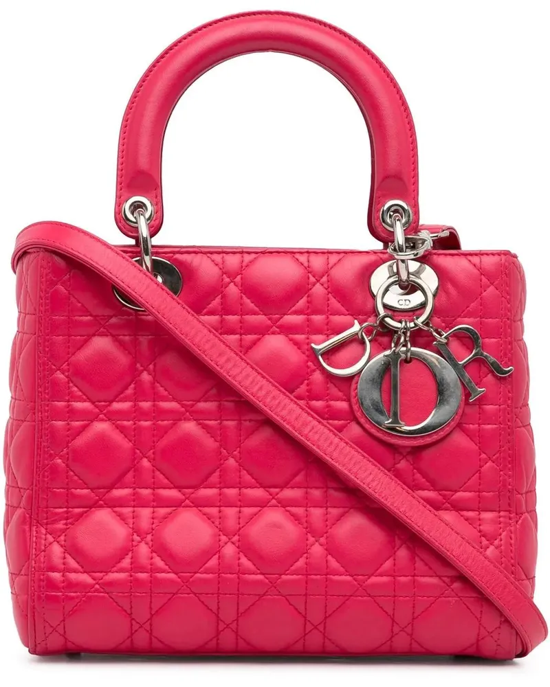 Dior Hobo Bags Medium Lambskin Cannage Lady Dior rosa Gold