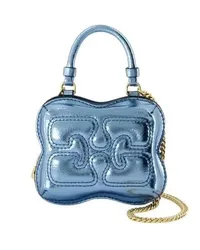 Ganni Shopper Butterfly Nano Crossbody - Synthetic Leather - Blu Blau