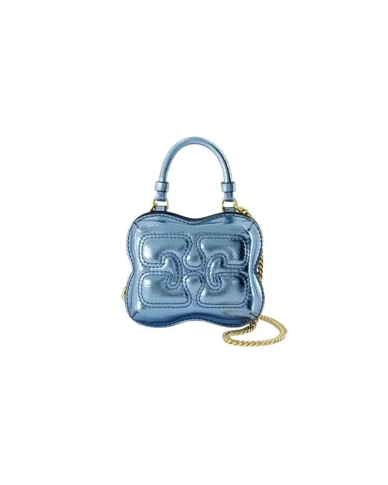 Ganni Shopper Butterfly Nano Crossbody - Synthetic Leather - Blu Blau