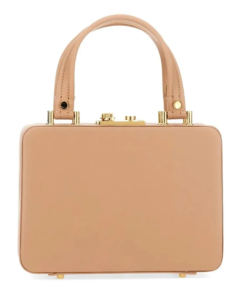 Gianvito Rossi Hobo Bags "Valì" Structured Rectangular Handbag With Gold-To braun Braun