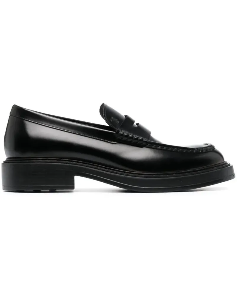 TOD'S Loafers & Ballerinas Black Leather Loafers Schwarz