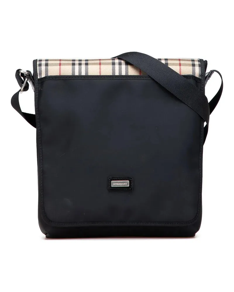 Burberry Hobo Bags House Check Trimmed Nylon Crossbody schwarz Schwarz