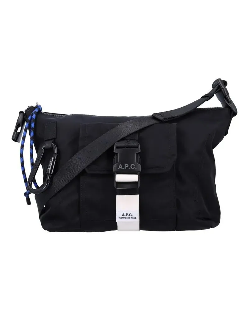 A.P.C. Hobo Bags Rectangular Black Fabric Crossbody Bag schwarz Schwarz