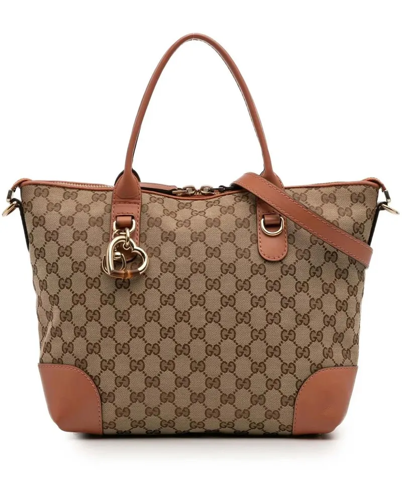 Gucci Hobo Bags GG Canvas Heart Bit Satchel braun Braun