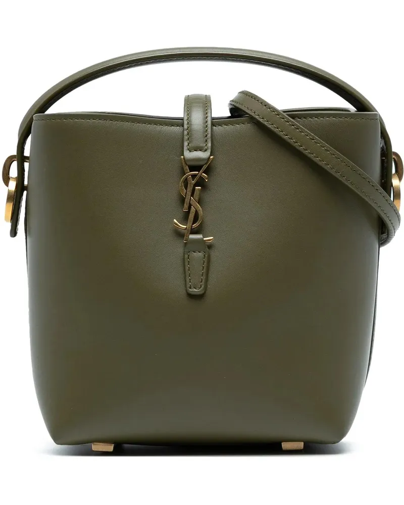 Saint Laurent Hobo Bags Mini Shiny Calfskin Le 37 Bucket Bag grün Grün