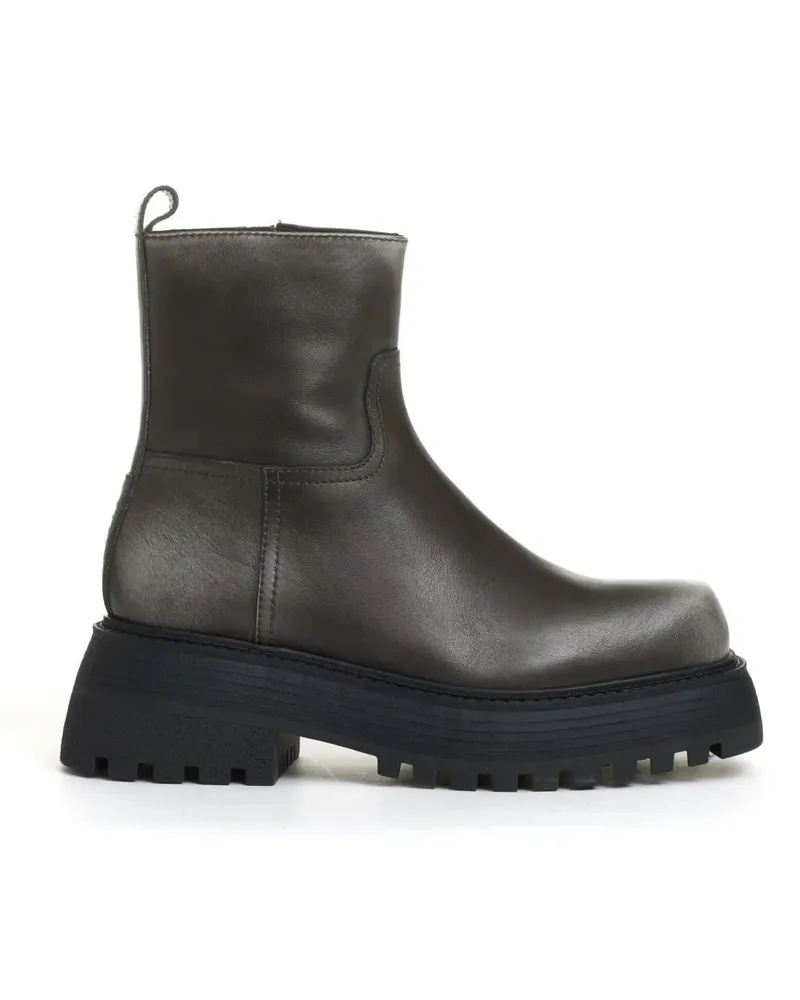 3JUIN Stiefel Thick Sole Washed Leather Boots With Zipper Closur grau Grau