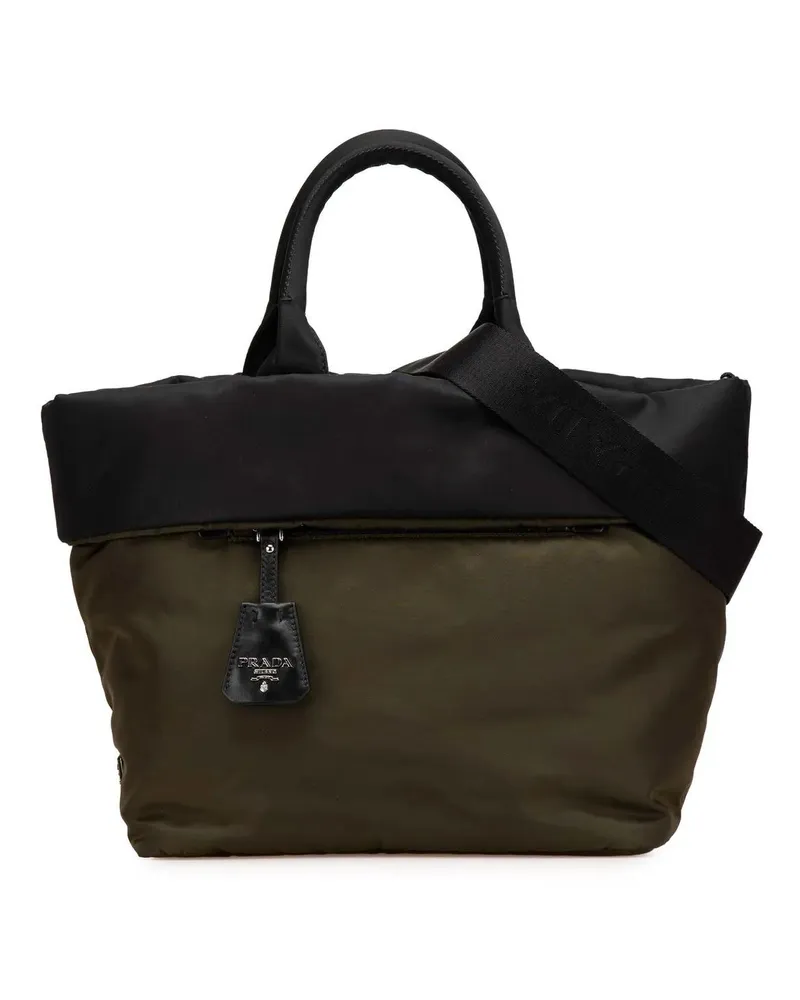 Prada Hobo Bags Tessuto Reversible Satchel grün Grün