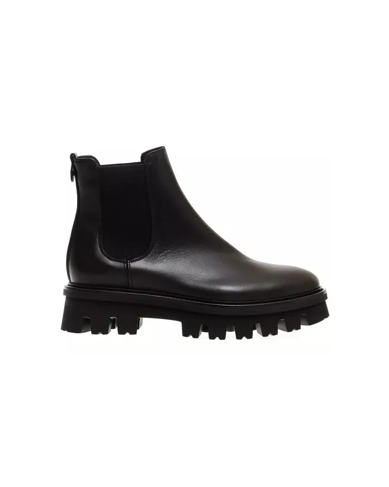 Attilio Giusti Leombruni Stiefel Black Leather Beatles Ankle Boots schwarz Schwarz
