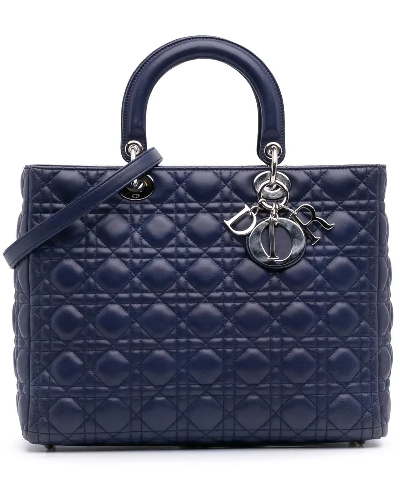 Dior Hobo Bags Large Lambskin Cannage Lady Dior blau Blau