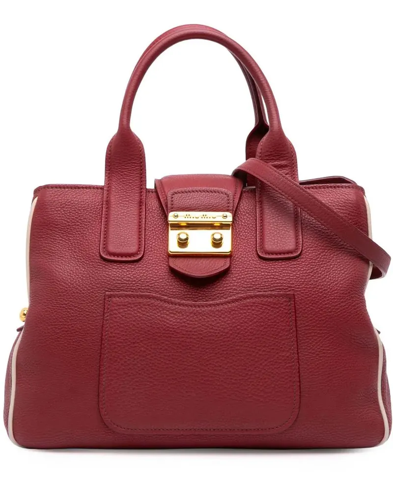 Miu Miu Hobo Bags Goatskin Madras Satchel rot Rot